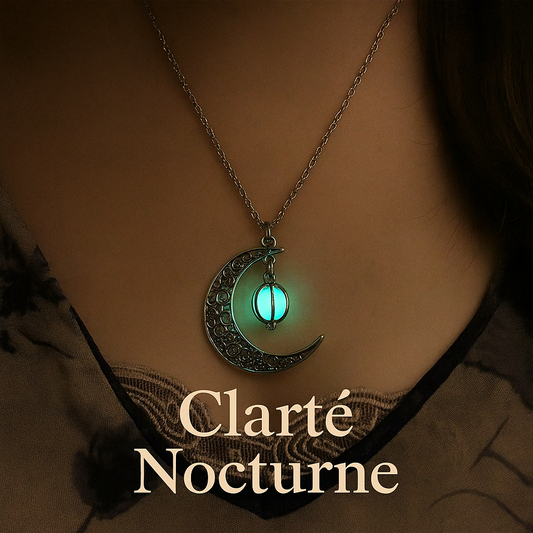 Clarté Nocturne – Le Collier Lune qui Rassure et Émerveille