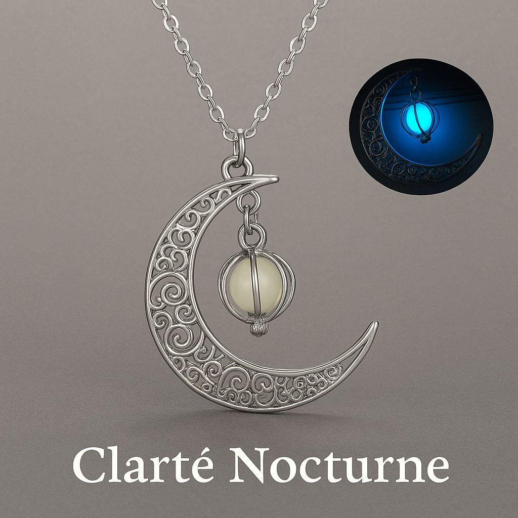 Clarté Nocturne – Le Collier Lune qui Rassure et Émerveille