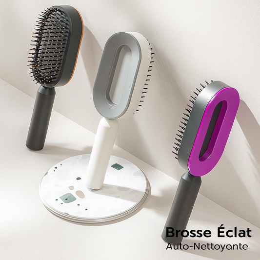 Brosse Éclat Auto-Nettoyante – Démêlez, Massez et Brillez en Un Clic !