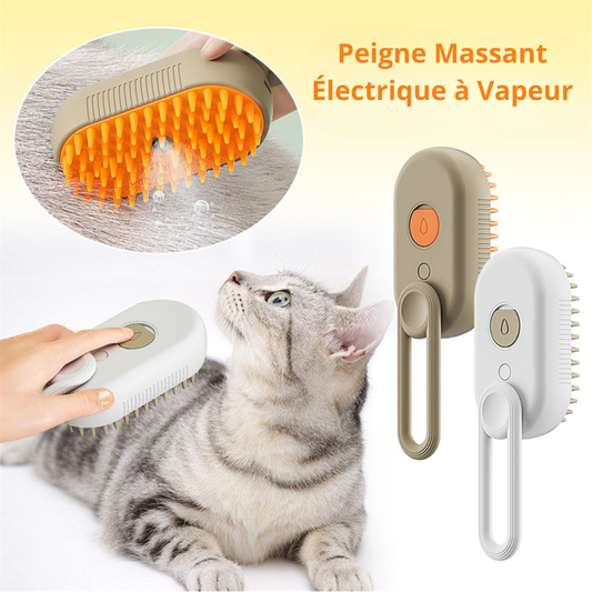 CalinBrosse – Brosse vapeur douce 3-en-1 pour animaux de compagnie