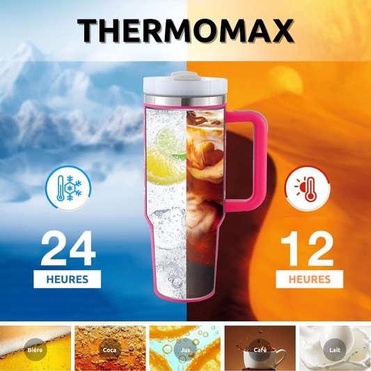 ThermoMax – Gobelet Isotherme 1200ML avec Poignée & Paille Intégrée