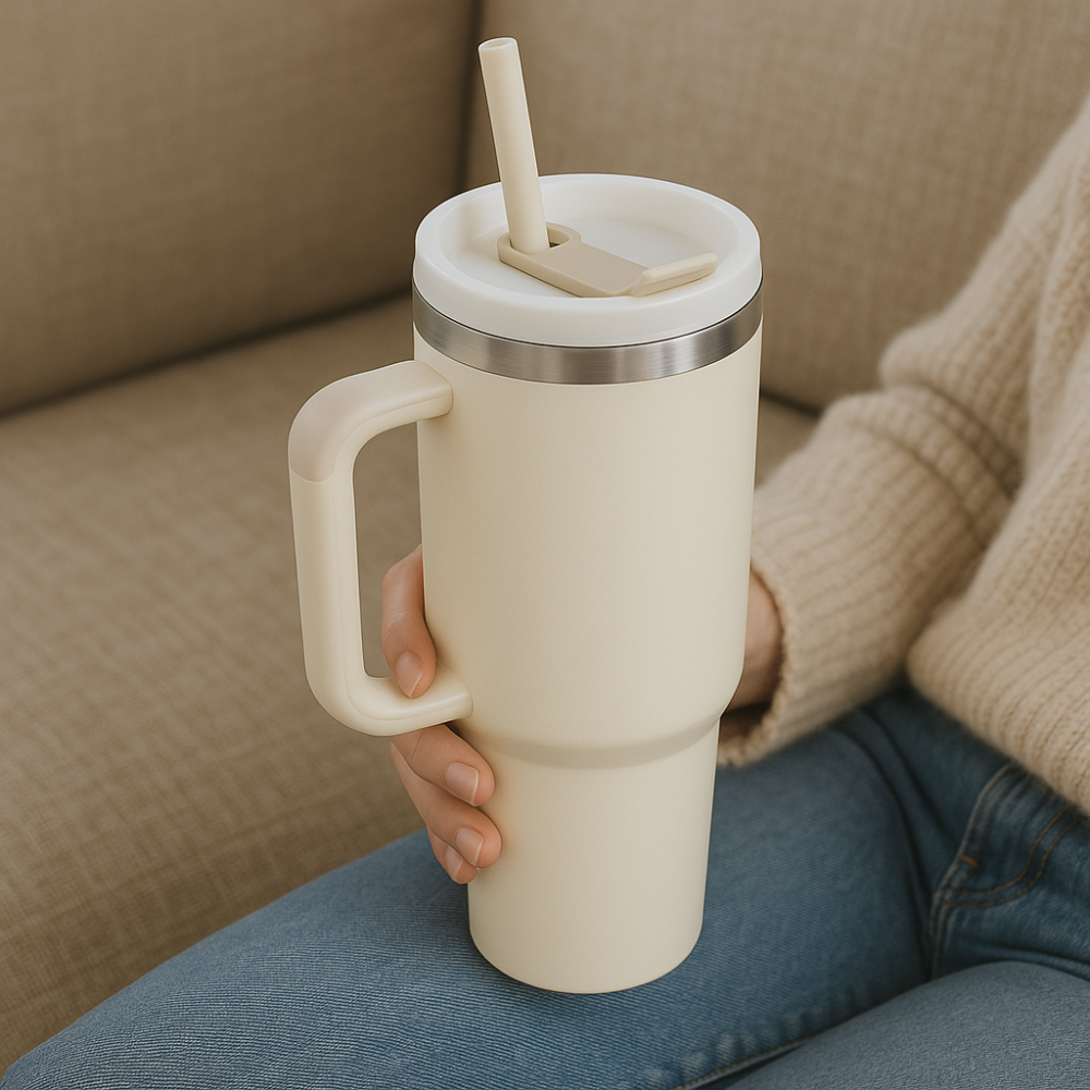 ThermoMax – Gobelet Isotherme 1200ML avec Poignée & Paille Intégrée